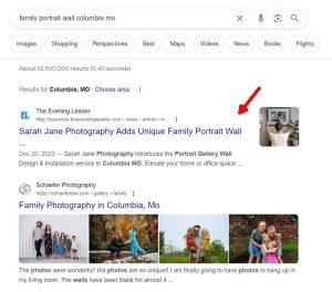 Columbia MO Photographer Sarah Jane Shorthose Propelled to Top of Google by Press Release
